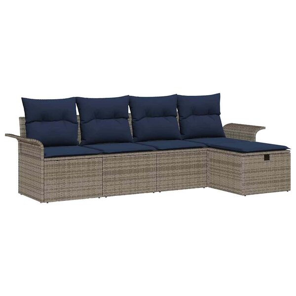 vidaXL Ensemble de canapé de jardin avec coussin 5 Pièces Gris Poly rotin
