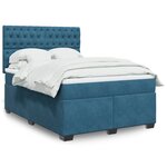 vidaXL Sommier à lattes de lit et matelas bleu 140x200 cm velours
