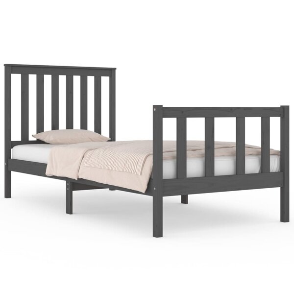 vidaXL Cadre de lit Gris Bois de pin massif 90x190 cm Simple