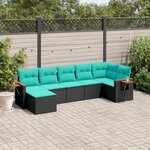 vidaXL Salon de jardin 7 Pièces avec coussins noir résine tressée
