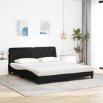 vidaXL Lit avec matelas noir 180x200 cm tissu