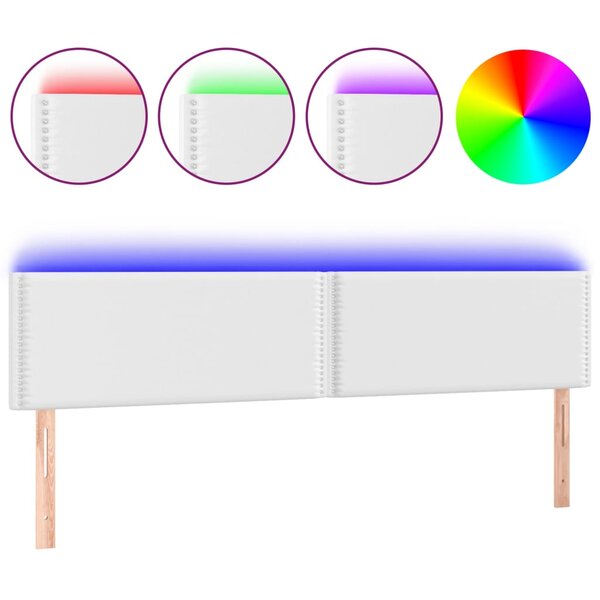vidaXL Tête de lit à LED Blanc 200x5x78/88 cm Similicuir