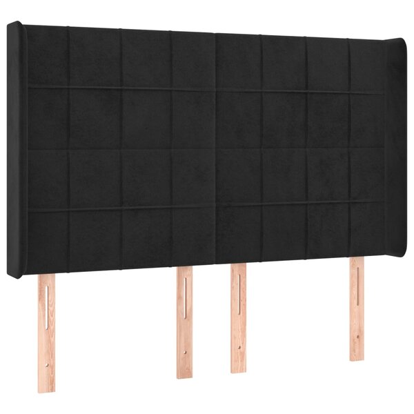 vidaXL Tête de lit avec oreilles Noir 147x16x118/128 cm Velours