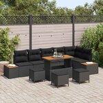 vidaXL Ensemble de canapé de jardin 10 Pièces Noir Poly rotin