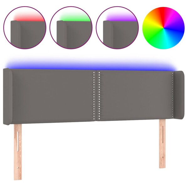 vidaXL Tête de lit à LED Gris 147x16x78/88 cm Similicuir