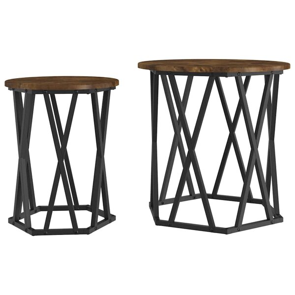 vidaXL Table basse 2 Pièces Chêne fumé Bois d'ingénierie et acier