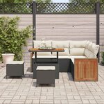 vidaXL Ensemble de canapé de jardin avec coussin 8 Pièces Noir et Crème