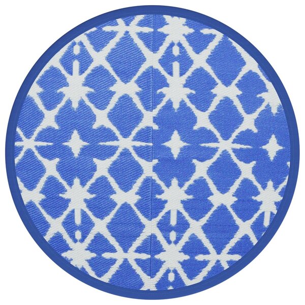 vidaXL Tapis d'extérieur bleu et blanc Ø120 cm PP