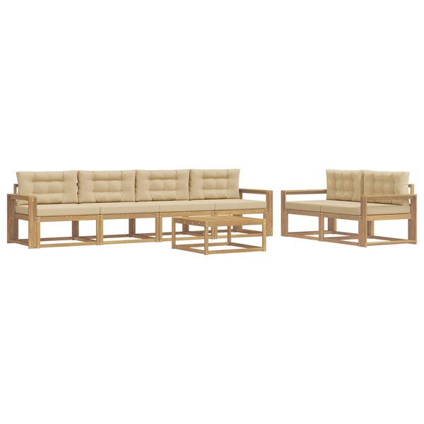 vidaXL Ensemble de canapés d'extérieur 6 Pièces Blanc et Beige