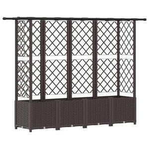 vidaXL Lit Élevé avec Treillis et Toit Marron 202 x 40 x 136 cm PP