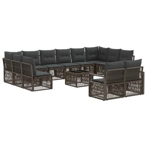 vidaXL Ensemble de canapé de jardin 13 pc Gris polyrotin
