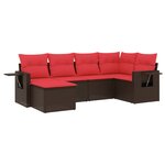 vidaXL Salon de jardin 6 Pièces avec coussins marron résine tressée