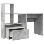 vidaXL Bureau Gris béton 131 5 x 50 x 106 5 cm Bois d'ingénierie