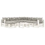 vidaXL Salon palette de jardin 9 Pièces avec coussins taupe bois