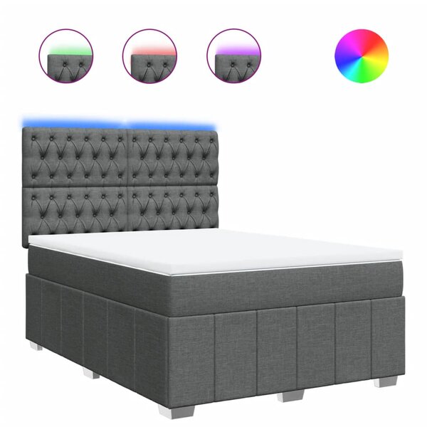 vidaXL Sommier à lattes de lit avec matelas Gris foncé 140x190cm Tissu