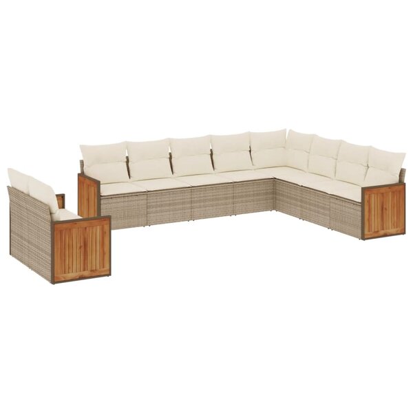 vidaXL Salon de jardin avec coussins 10 Pièces beige résine tressée