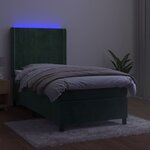 vidaXL Sommier à lattes de lit matelas et LED Vert foncé 100x200 cm