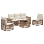 vidaXL Ensemble de canapé de jardin 6 Pièces Beige et blanc crème