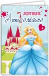 Carte Joyeux Anniversaire Autocollants Princesse Robe Bleue Enveloppe 12x17 5cm