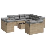 vidaXL Salon de jardin avec coussins 12 Pièces beige résine tressée