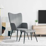 vidaXL Chaise de relaxation avec tabouret Gris clair Tissu