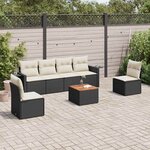vidaXL Salon de jardin 7 Pièces avec coussins noir résine tressée
