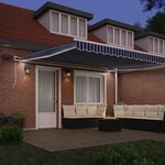 vidaXL Auvent Rétractable avec Bleu et blanc 5 x 3 m Tissu et métal