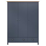 vidaXL Garde-robe à 3 portes Hill Gris 127x50x170 cm Pin solide
