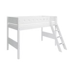 Flexa WHITE Lit sureleve avec echelle inclinee 90 x 200 cm Barriere de securite classique Blanc