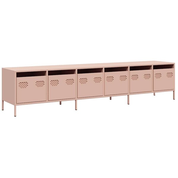 vidaXL Meuble TV rose 202x39x43 5 cm acier laminé à froid