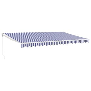 vidaXL Auvent rétractable bleu et blanc 5x3 m tissu et aluminium
