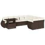 vidaXL Salon de jardin 10 Pièces avec coussins marron résine tressée