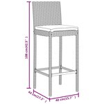 vidaXL Ensemble de bar de jardin 5 Pièces avec coussins gris poly rotin