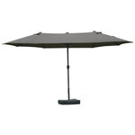 Parasol de jardin XXL dim. 4 6L x 2 7l x 2 4H m ouverture fermeture manivelle pied & contrepoids inclus acier polyester haute densité gris