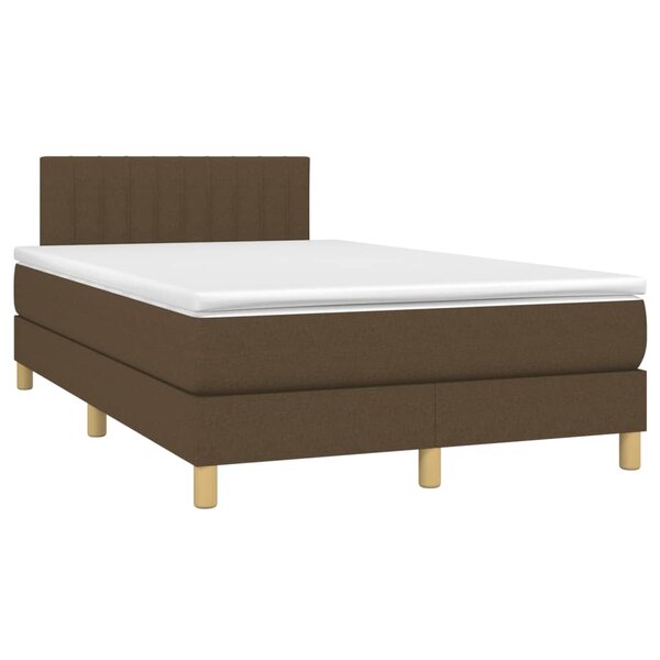 vidaXL Sommier à lattes de lit et matelas marron foncé 120x190cm tissu