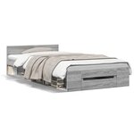 vidaXL Cadre de lit avec tiroir sans matelas sonoma gris 100x200 cm