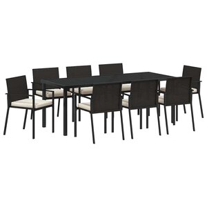 vidaXL Ensemble de salle à manger pour jardin 9 pc Noir
