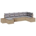 vidaXL Set de canapé de jardin 7 pièces avec coussins beige en polyrotin