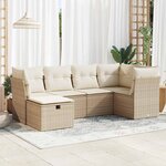 vidaXL Salon de jardin avec coussins 6 Pièces beige résine tressée