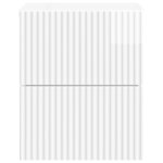 vidaXL Cabinet de chevet mural 2 pièces Blanc brillant