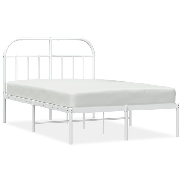 vidaXL Cadre de lit métal sans matelas et tête de lit blanc 120x190 cm