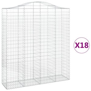 vidaXL Paniers à gabions arqués 18 Pièces 200x50x220/240 cm Fer galvanisé