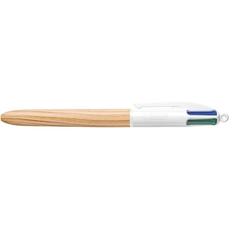 Stylo bille 4colours rétractable wood style pointe moyenne bic