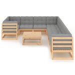 vidaXL Salon de jardin 10 Pièces avec coussins Bois de pin massif