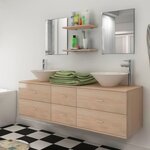 vidaXL Mobilier de salle de bain avec lavabo 7 Pièces Beige