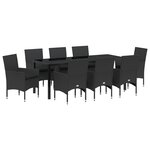 vidaXL - Ensemble repas jardin 9 pièces avec coussins en poly rotin noir
