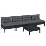vidaXL Salon de jardin 5 Pièces avec coussins anthracite bois de pin
