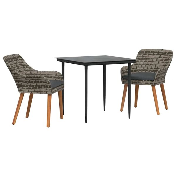 vidaXL Ensemble de salle à manger pour jardin 3 pc Gris polyrotin