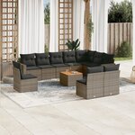 vidaXL Salon de jardin 11 Pièces avec coussins gris résine tressée