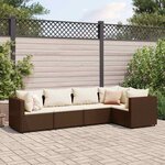 vidaXL Salon de jardin 5 Pièces avec coussins Marron Résine tressée